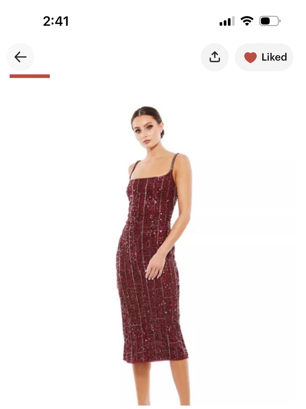 Mac Duggal Burgundy Sequin Midi Dress Size 10